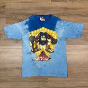 Vintage Kids M Small Soldiers Graphic Tee Shirt Blue Tie Dye 1990s Movie Promo